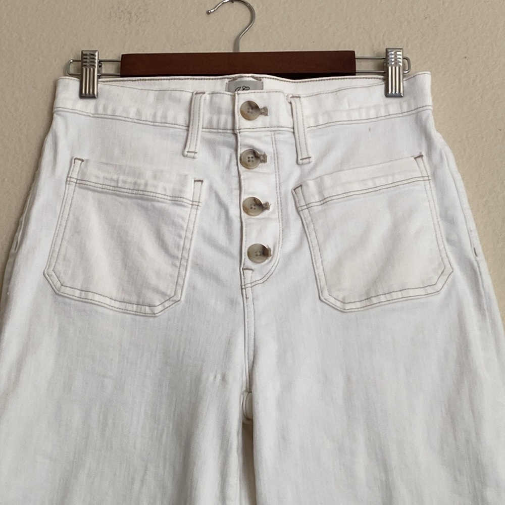 J. Crew Slim Wide-Leg with Contrasting Stitch Button Front Jeans - Picture 2 of 12